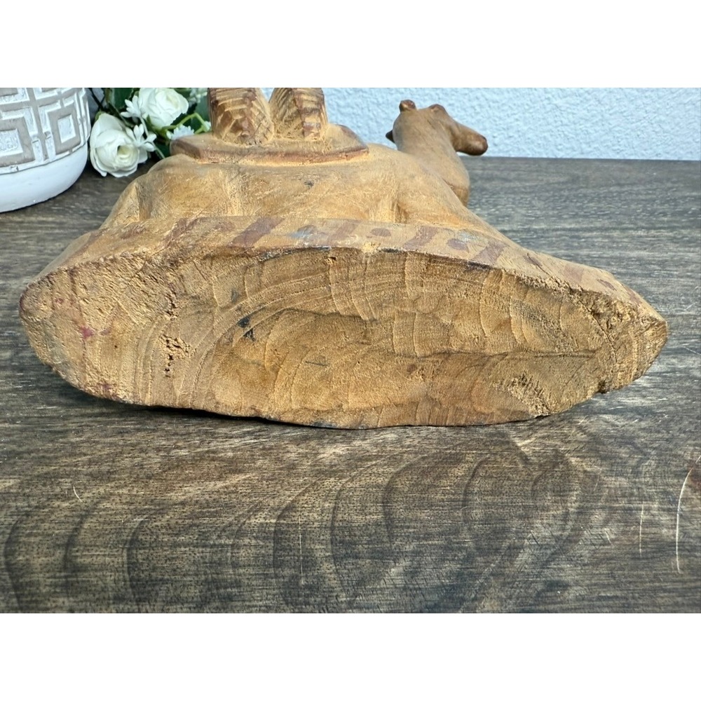 Vintage Hand Carved Wood Camel Nativity Figurine Christmas Folk Art 8" Manger - Picture 3 of 13